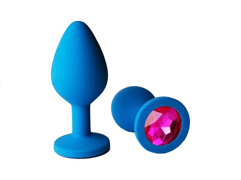 Пробка с розовым кристаллом "Vandersex" голубая, S 